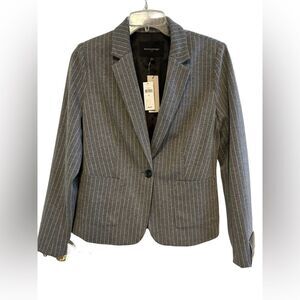 Banana Republic Gray Pinstripe Knit Blazer Jacket Sz 6 Workwear NWT Classic